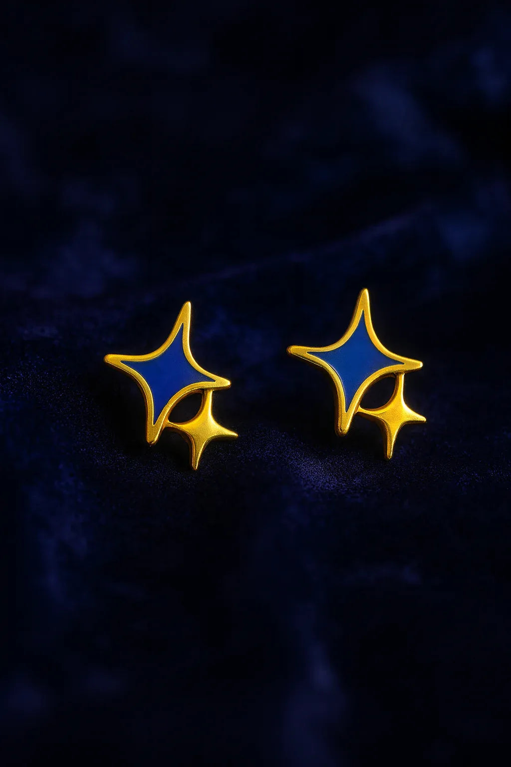 Midnight Blue Star Enamel Stud Earrings - Miora