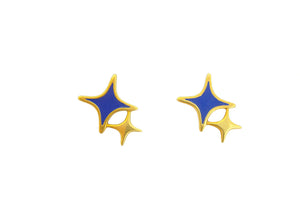 Midnight Blue Star Enamel Stud Earrings - Miora
