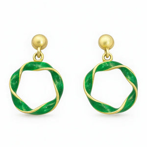 Emerald Twist Drop Earrings - Miora