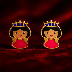 Little Princess Enamel Stud Earrings | Gold Finish - Miora