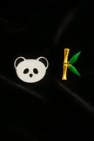 Panda & Bamboo Mismatched Stud Earrings - Miora