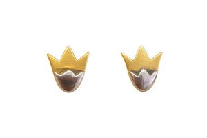 Dual-Tone Tulip Petal Stud Earrings - Miora