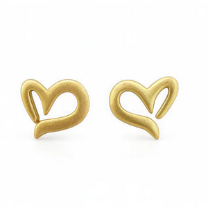 Golden Fluid Heart Stud Earrings - Miora