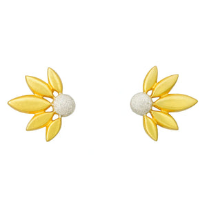 Gold Plated Petal Blossom Stud Earrings | Dual-Tone Finish - Miora