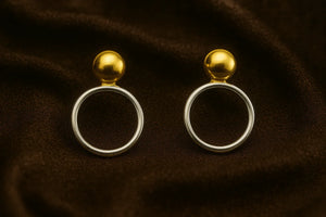 Dual Tone Circle Stud Earrings | Gold & Silver Finish - Miora