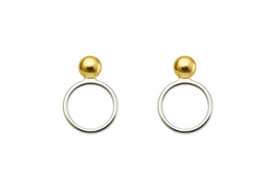 Dual Tone Circle Stud Earrings | Gold & Silver Finish - Miora