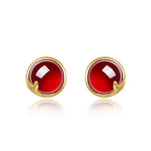 Red Agate Stud Earrings | Gold Plated - Miora