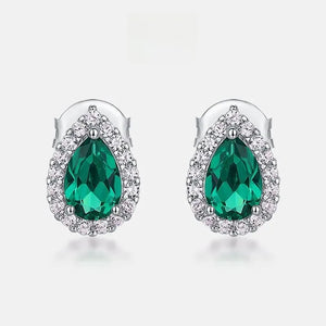 Emerald Halo Stud Earrings - Miora
