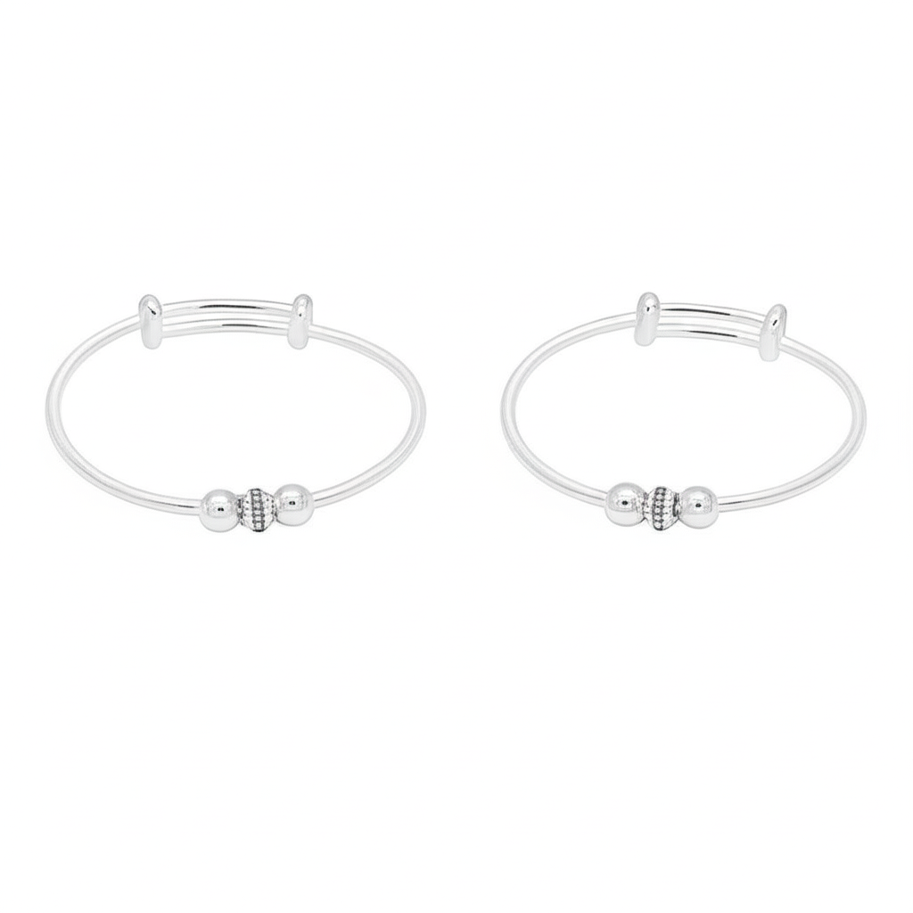 Silver Baby Kada Pair with Beads