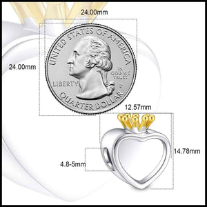 Crown Heart Photo Charm
