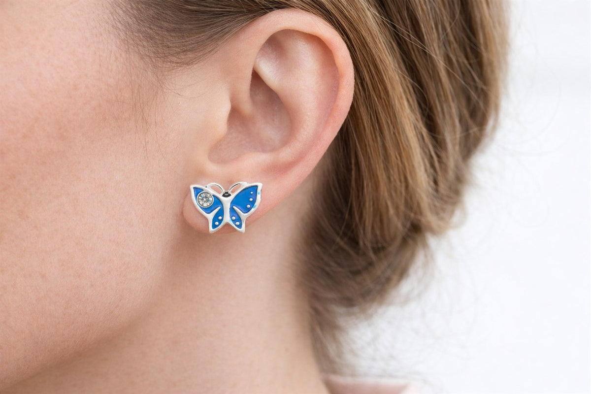 Blue-Butterfly Zirconia Studs