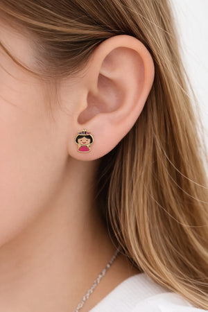 Little Princess Enamel Stud Earrings model image