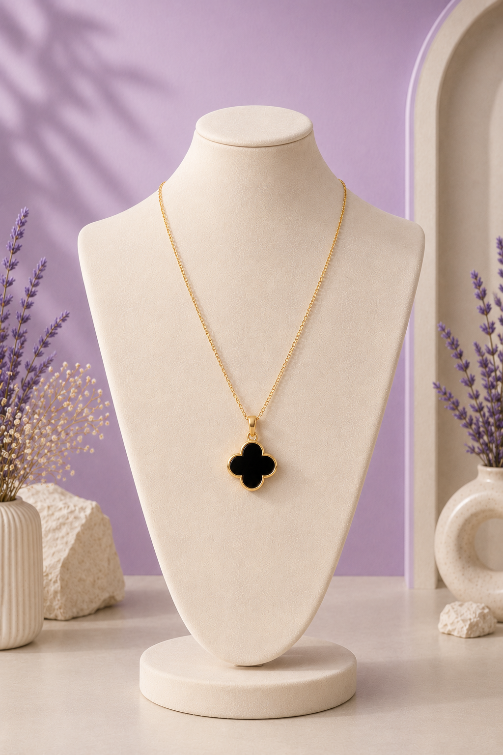 Black Clover Gold Plated Necklace