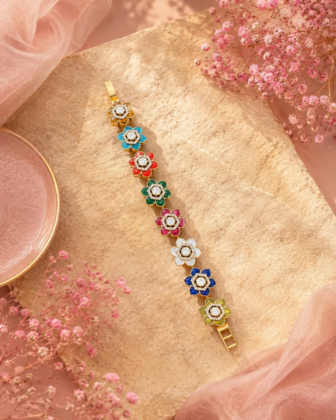 Navratnan Polki Bracelet