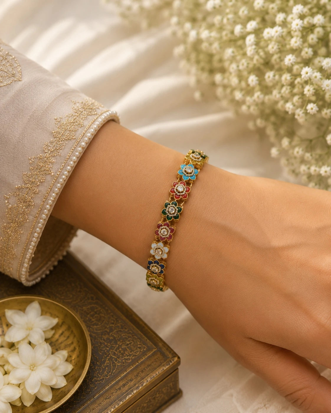Navratna Floral Bracelet