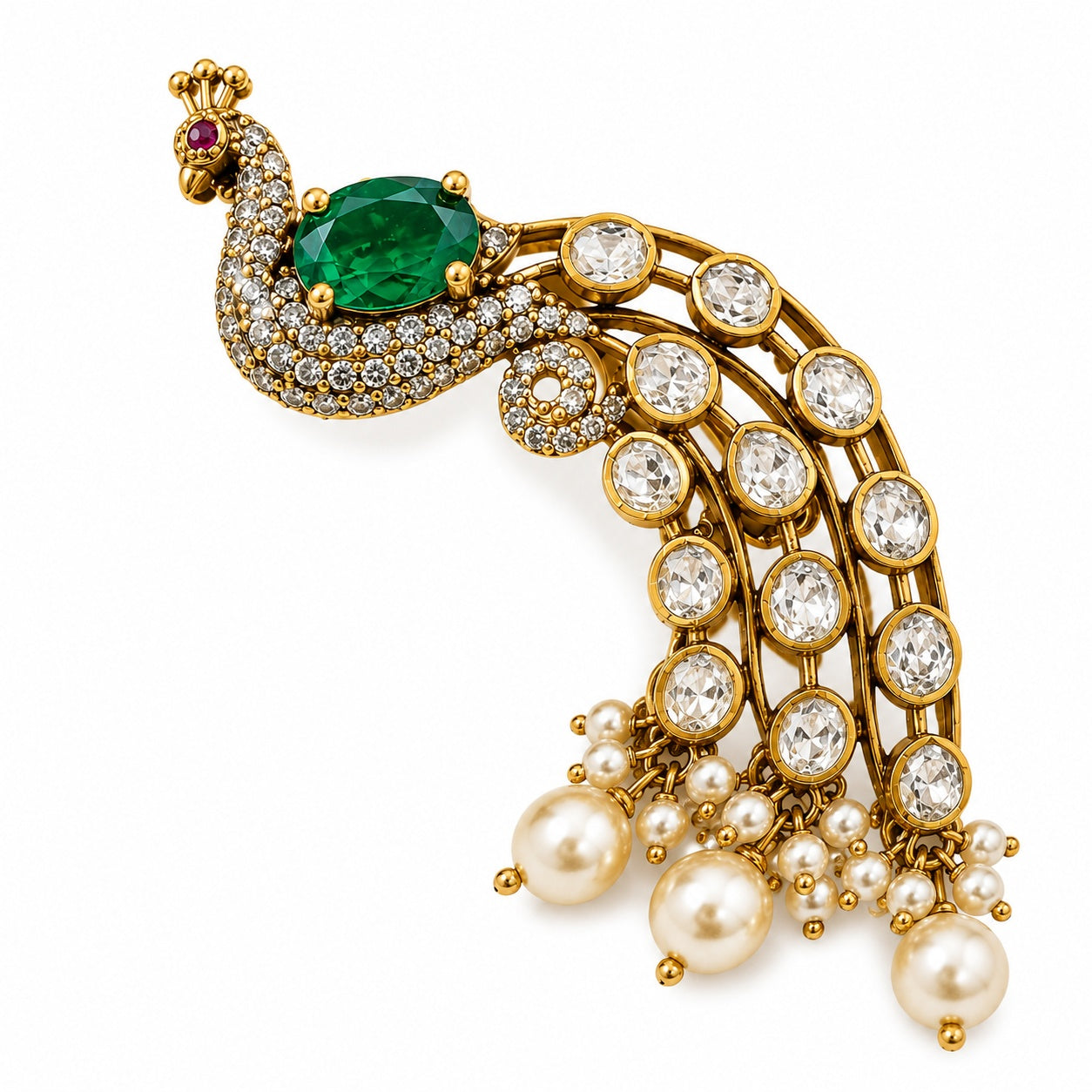 Peacok Polki Brooch