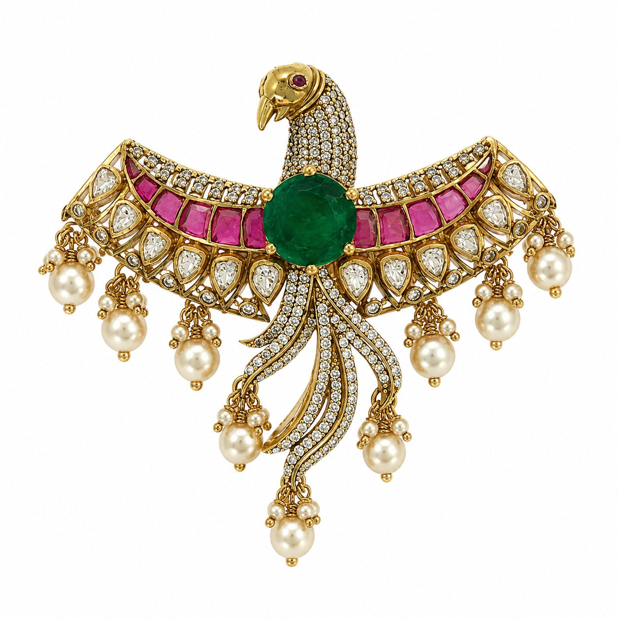 Eagle Polki Brooch