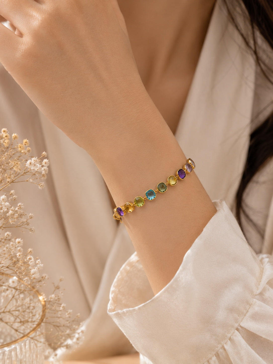 Amethyst, Multigemstone Bracelet