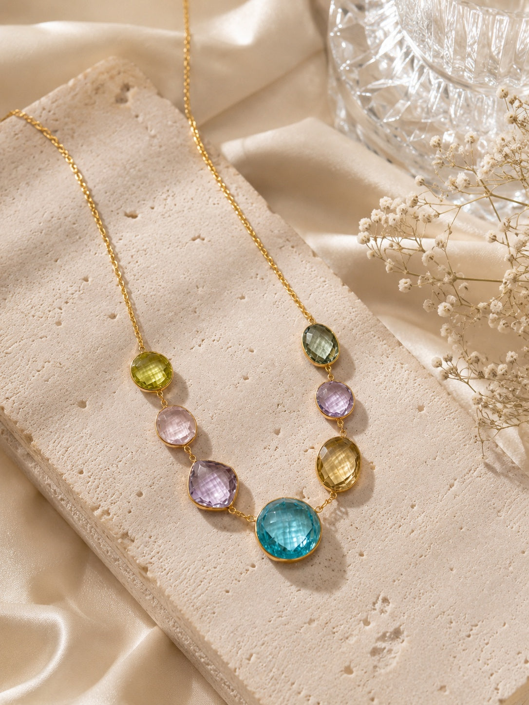 Amethyst,Citrine Amethyst Drop Necklace