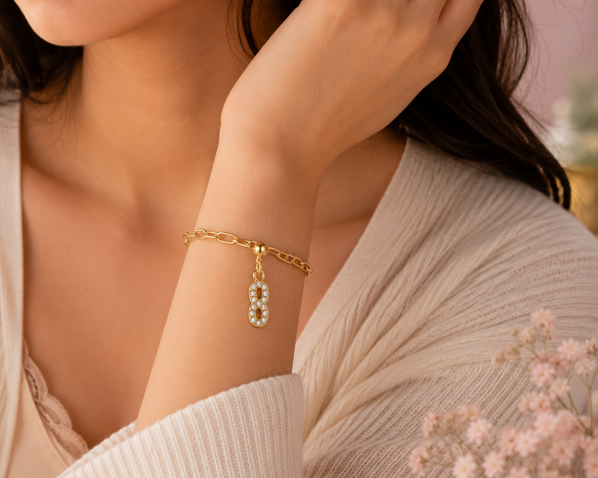 Eight Zirconia Charm