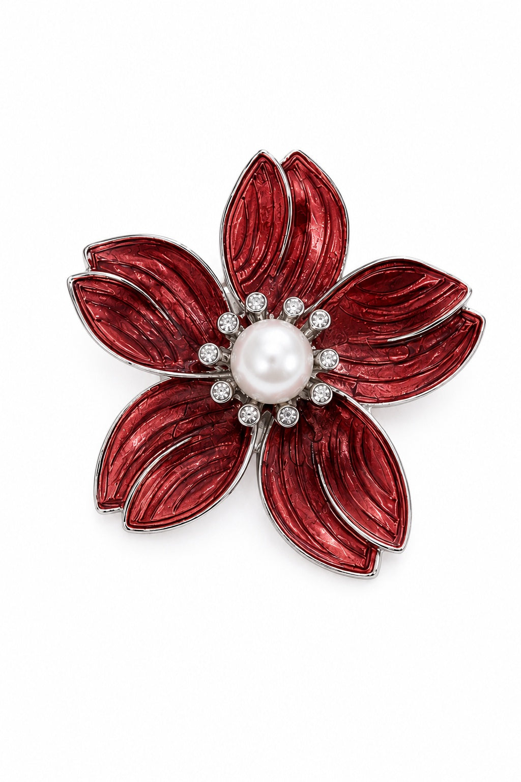 Pearl Crimson Bloom Brooch