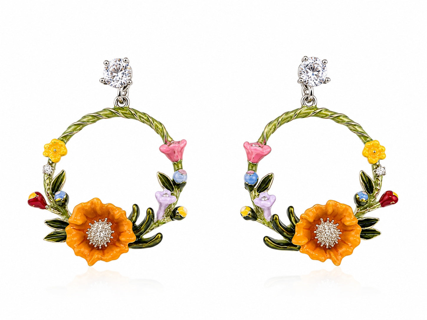 Green Natures Flower Earrings
