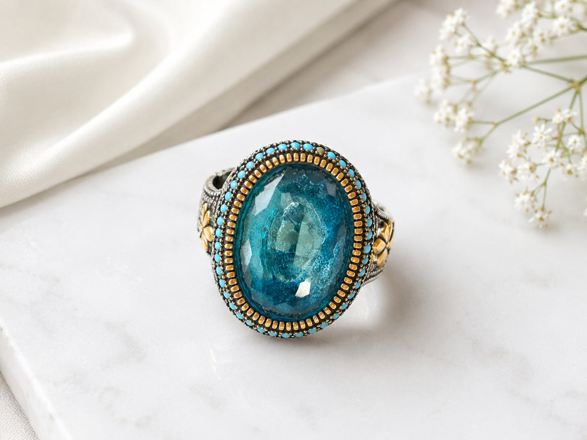 Ocean-Oval Zirconia Ring