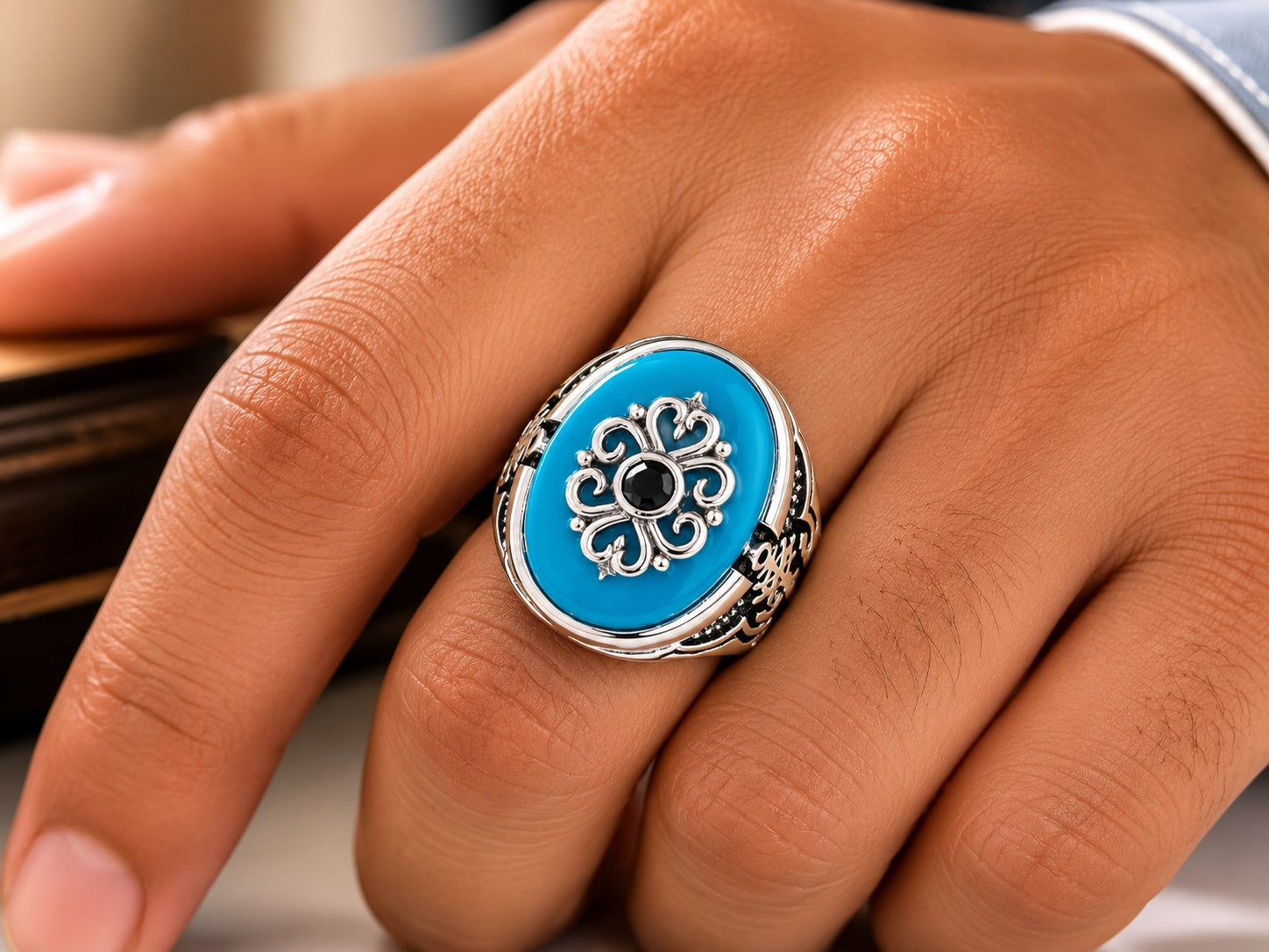 Turquoise Floral Ring