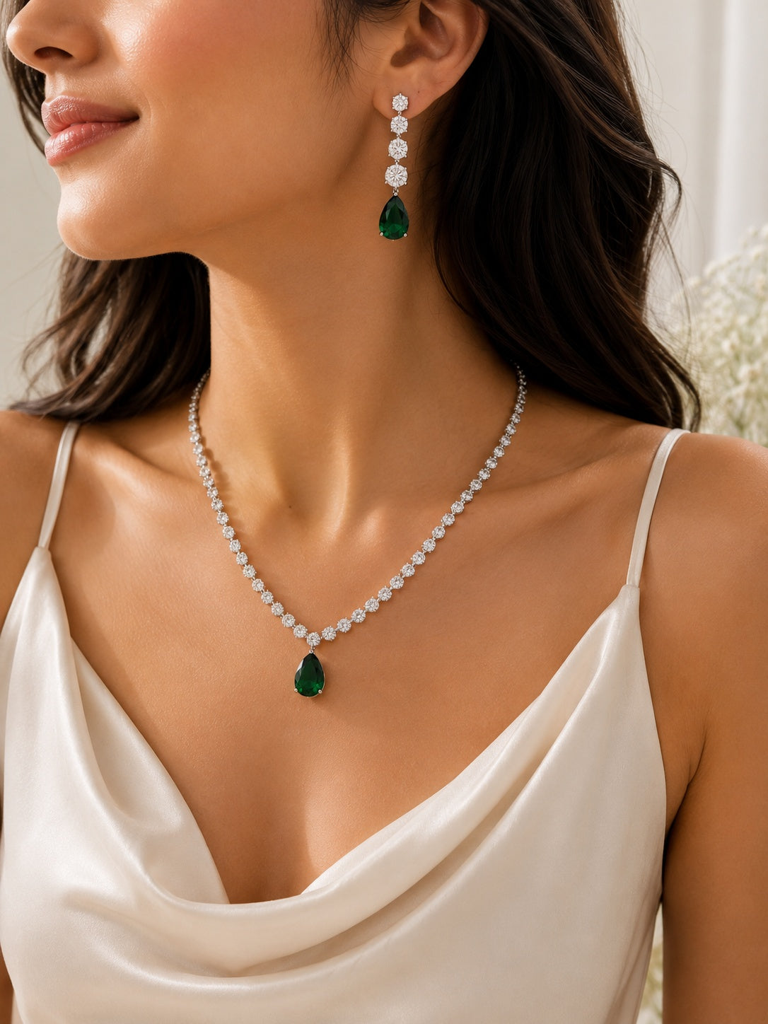 Emerald-Tennis Zirconia Necklace