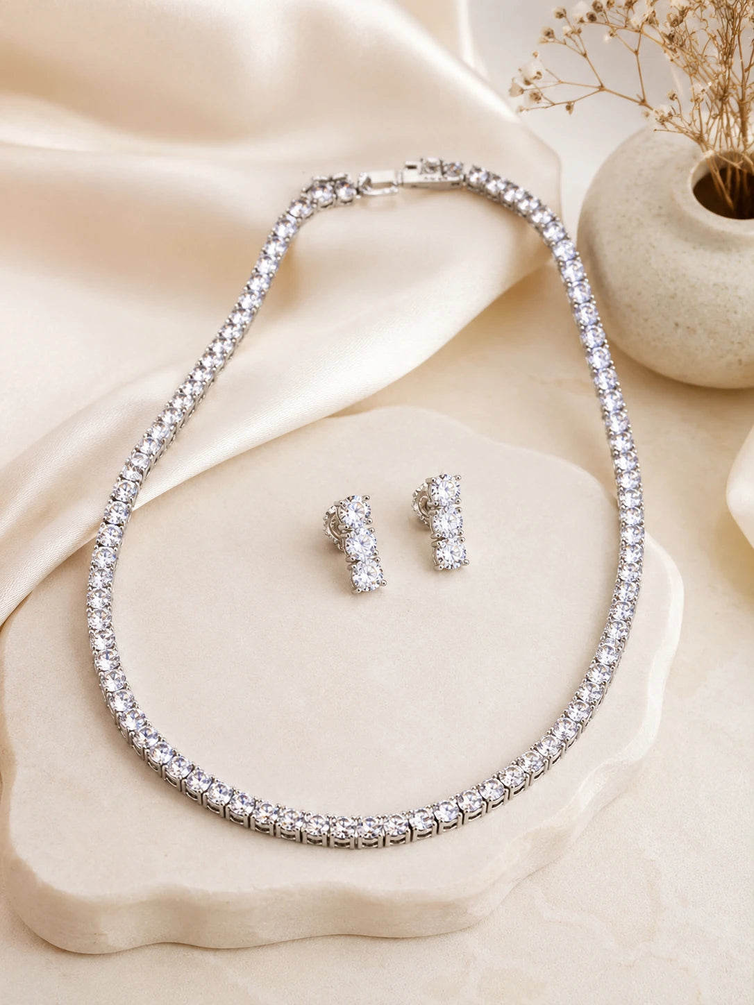 Solitaire-Tennis Zirconia Necklace