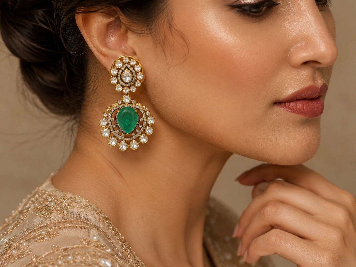 Emerald Royal Polki Earrings