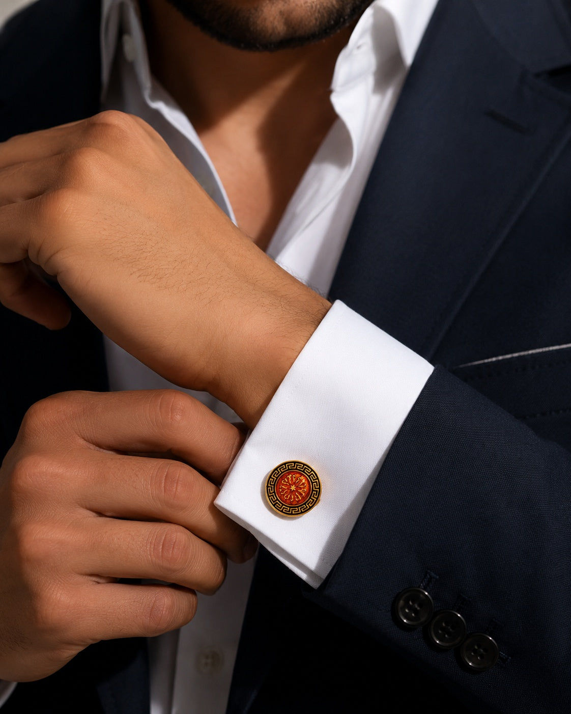 Red Round Cufflink Cufflinks