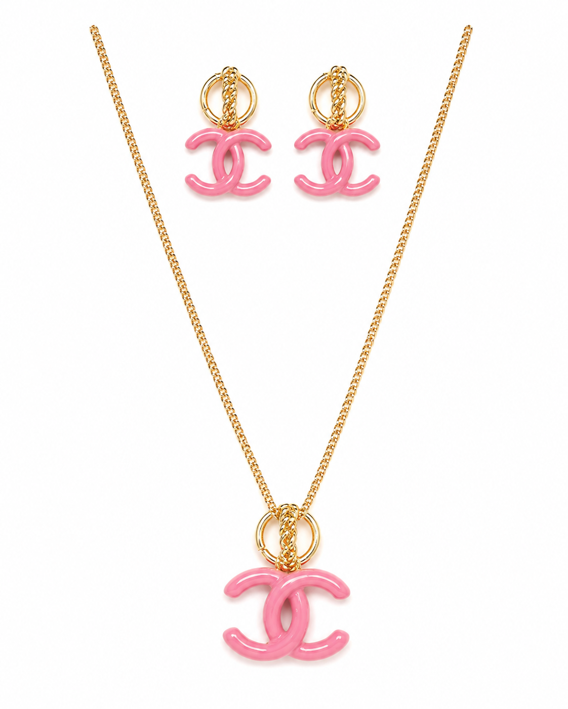 Pink Enamel Jewellery Set