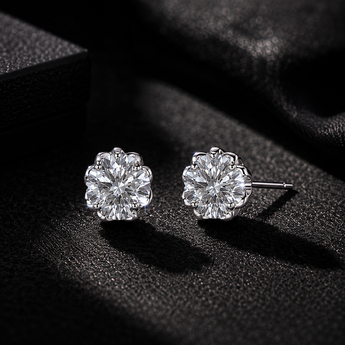 Onyx-Edge Moissanite Studs