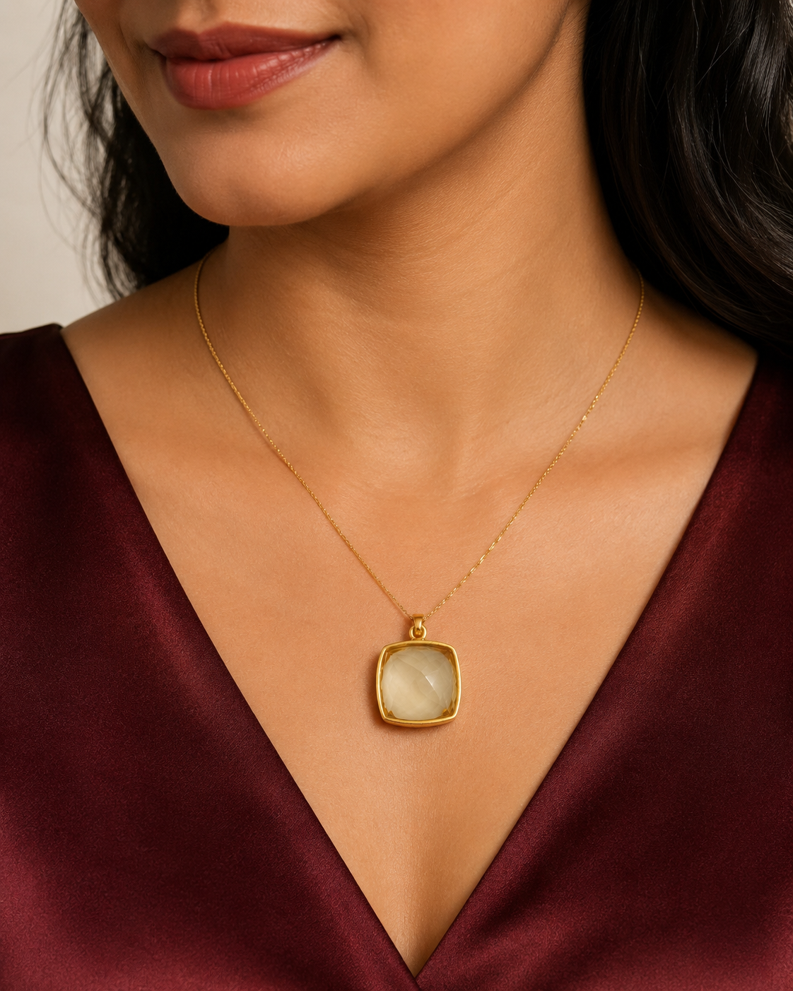 Square Citrine Pendant