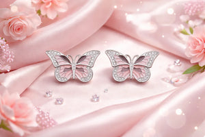 Butterfly Enamel Pink Earrings - Miora
