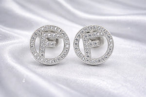 Brand inspired F Zirconia Stud Earrings - Miora