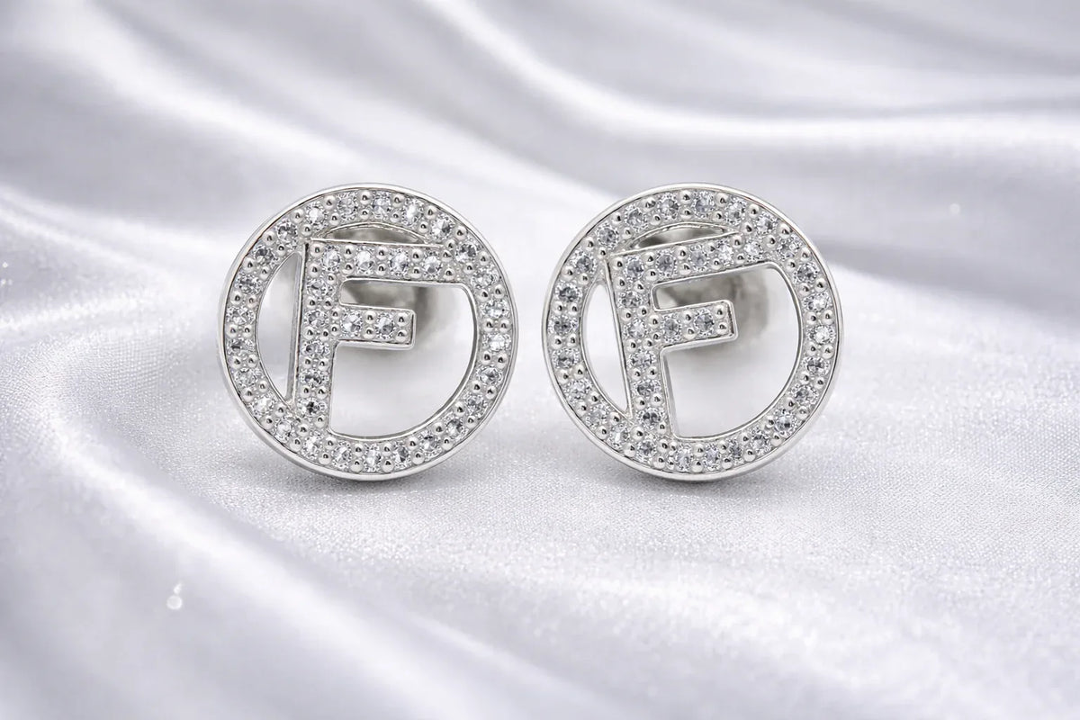 Brand inspired F Zirconia Stud Earrings - Miora