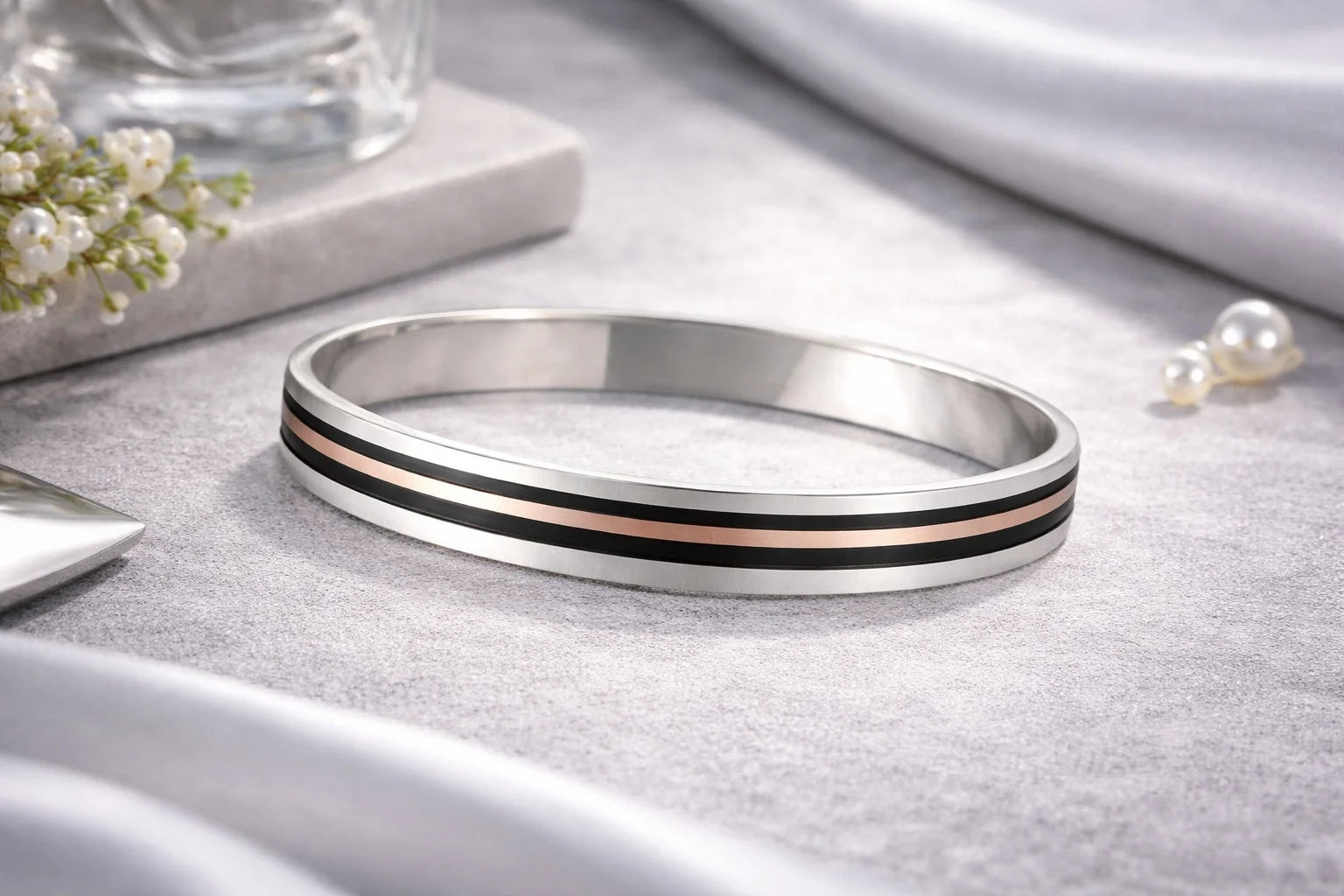 Men's black line stylish kada Bracelet