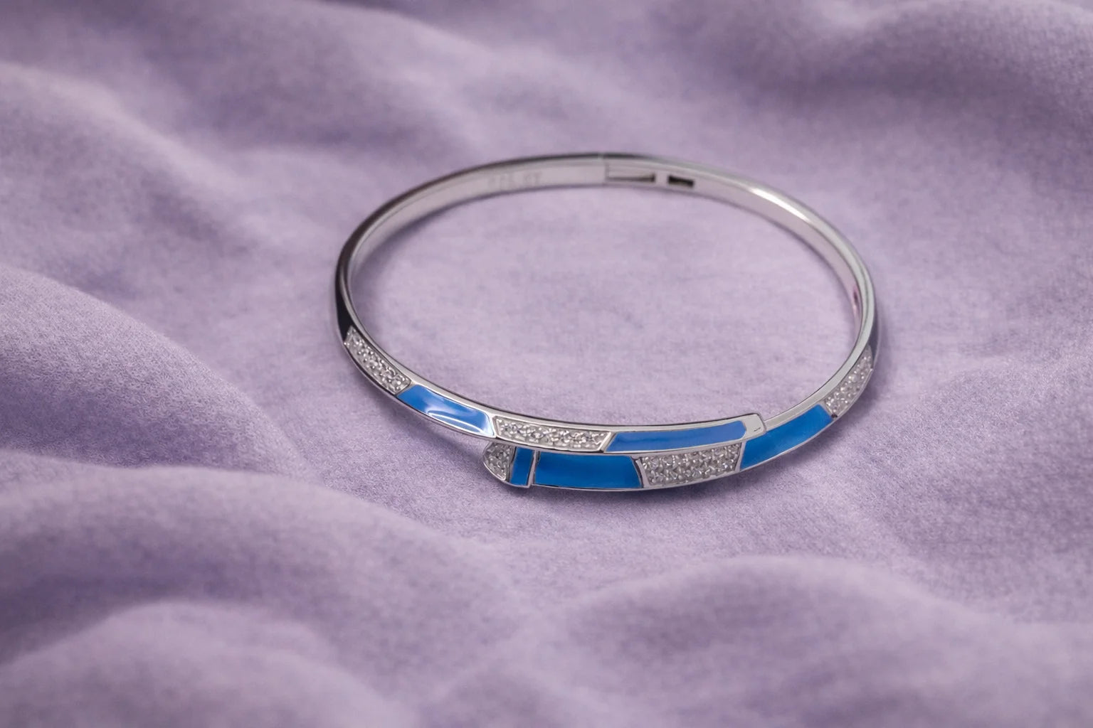 Blue Enamel Open Cuff Bracelet