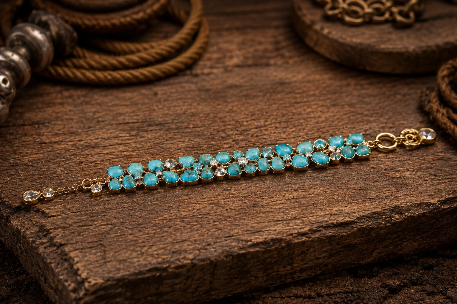 Natural Turquoise Cluster Bracelet