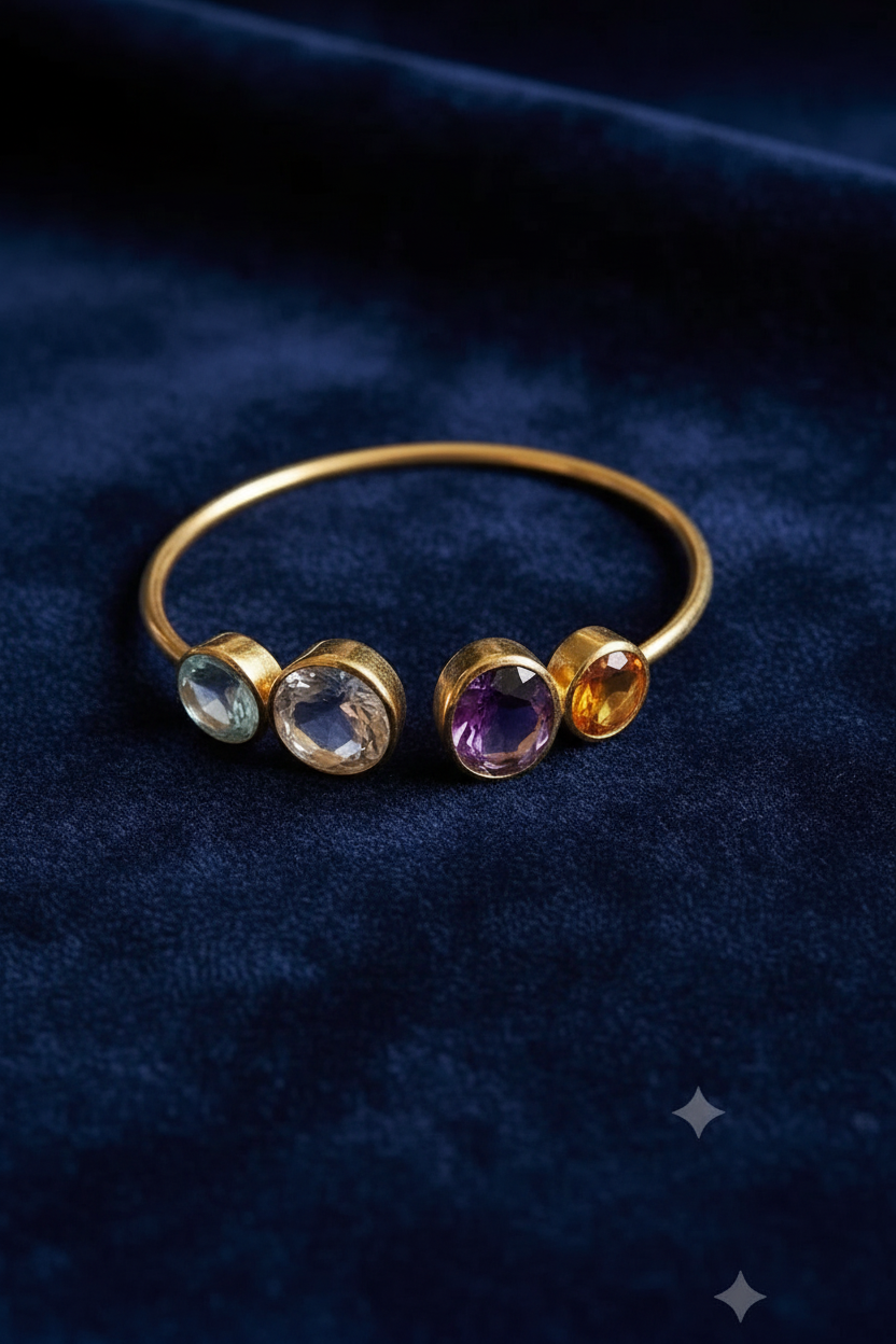 Natural Gemstone Open Cuff