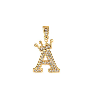 Crown Gold Plated Alphabet Pendant - Miora