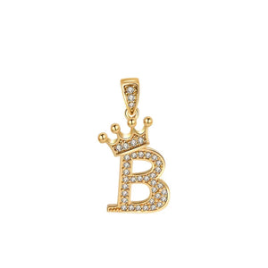 Crown Gold Plated Alphabet Pendant - Miora