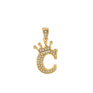 Crown Gold Plated Alphabet Pendant - Miora