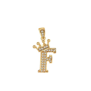 Crown Gold Plated Alphabet Pendant - Miora