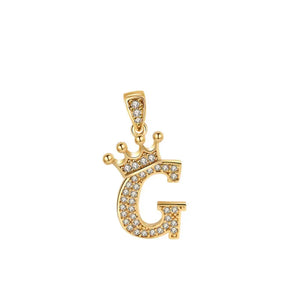 Crown Gold Plated Alphabet Pendant - Miora