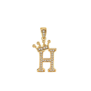 Crown Gold Plated Alphabet Pendant - Miora