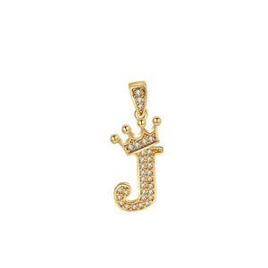 Crown Gold Plated Alphabet Pendant - Miora