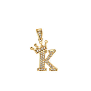 Crown Gold Plated Alphabet Pendant - Miora